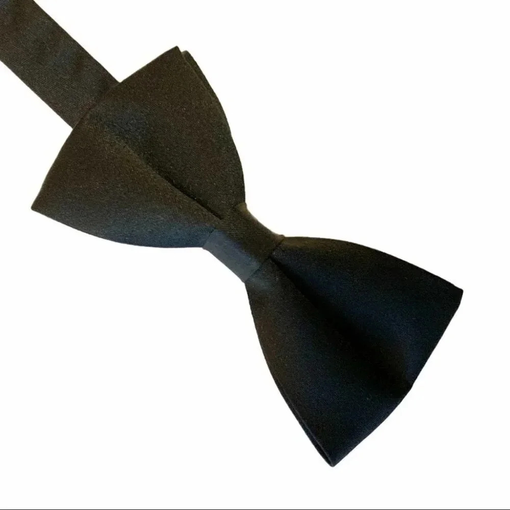 Vintage Black Adjustable Clip On Bow Tie Tuxedo Formal Accessories - Picture 1 of 9